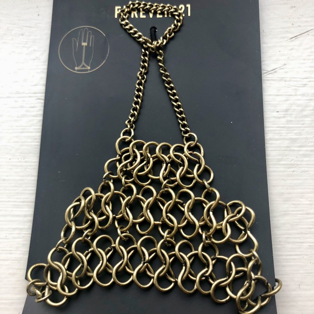 NWT Hand Chain Bracelet - Tarnished Gold